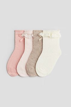 Beige Kids, Pink Beige, Knitting Socks, H&m, Girl Outfits, Cotton Blend, Socks