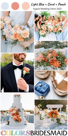 an orange and blue wedding color scheme