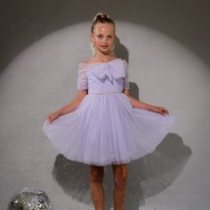 Make your little one feel like royalty in the cinderella tulle dress! This mini dress features an off-the-shoulder design with a big bow on the front, making it perfect for any party or special occasion. Your mini will feel like a true princess in this dress. | Marlo Kids | Cinderella Off-Shoulder Front Bow Tulle Dress, Lavendar (Purple, Size 3-4Y) | Maisonette collects the best children’s products from around the world (unlike Zulily, Etsy, The Tot, Farfetch Kids, Childrensalon, Crate and Kids, Sleepwear Dress, Boy Accessories, Big Bows, Holidays With Kids, Shoes Booties, Luxe Fashion, Tulle Dress, Kids' Dresses, Mommy And Me