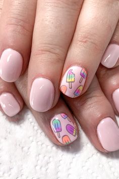 Popsicle Nails Popsicle Nails Designs, Popsicle Nail Art, Summer Nails For Kids Girls Fun, Bombpop Popsicle Nails, Kids Nails Ideas, Kids Nail Ideas, Kids Summer Nails, Food Nails Designs, Summer Nails For Kids