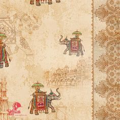 an old wallpaper with elephants on it