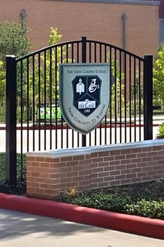 The John Cooper School at The Woodlands, Texas: Exterior Campus Gateway Feature CGF - Center Wall CW - School Crest SC School Exterior, Way Finding Design, Experiential Graphic Design, School Crest, Signage Wayfinding, Wayfinding System, John Cooper, Environmental Graphic Design