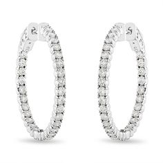 "HERE IS BEAUTIFUL HOOP EARRINGS 14K White Gold 1 Inch Available Yellow Or Rose Gold Too Inside And Outside Fine And Full Pave Style 4 Prong Set 60 Natural Diamonds SI1 G Color Total 2.10 Carat Very Special Safe Lock Bright White Color And Clean Diamonds RETAIL PRICE IS OVER $5,500.00 COMES WITH $4,900.00 CERTIFIED APPRAISAL !! DREAM IT I\"LL MAKE IT SPECIAL ORDER WELCOME Why you should buy from Garo Celik Thank you for taking the time to view my Etsy listings! All items are painstakingly handcr Hoop Earrings With Diamonds, White Gold Hoop Earrings, White Gold Hoops, Diamond Hoop Earrings, Diamond Eternity, Jewelry Earrings Hoops, Huggies Earrings, High Quality Jewelry, Diamond Shapes