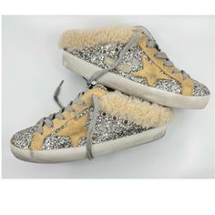 Reposhing This Item I Purchased From @Julsblu. Loved Them And They're Like New (!), But Never Wore Because They Were Too Big :((( Questions? Leave A Comment Below! Golden Goose Shearling, Customized Golden Goose, Orange Golden Goose, Golden Goose Sneakers Glitter, Golden Goose Black Glitter, Shoes Golden Goose, Golden Goose Superstar, Goose Shoes, Golden Goose Shoes