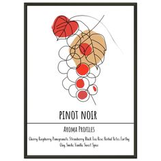 the label for pinot noir is shown in black and white, with red berries on it