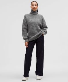 Alpaca Wool-Blend Funnel-Neck Sweater | Women's Sweaters | lululemon Slouchy Style, Lululemon Women, Alpaca Wool, Funnel, Colorful Sweaters, Neck Sweater, Alpaca