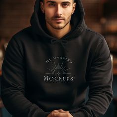 Black Hooded Hoodie With Branding, Black Branded Long Sleeve Hoodie, Black Long Sleeve Hoodie With Branding, Black Long-sleeved Hoodie With Branding, Black Fleece Hoodie With Branding, Black Hoodie Mockup, Black Hoodie Men, Hoodie Mockup, Mockup Downloads