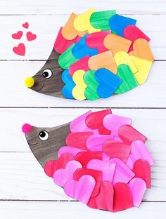 paper plate hedge craft for valentine's day with hearts on the back and one made out of construction paper