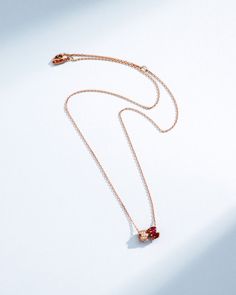 Crafted in 18-karat gold, this necklace features two mini rondelle pendants; one set with ruby baguettes and the other in pave white diamonds. This simple design makes a great everyday addition to any wardrobe or a meaningful gift. Details 18k rose gold 1.00 carat of ruby baguettes 0.20 carats of pave white diamonds Measures 18" inches in length, adjustable at 16" inches Lobster clasp fastening 6mm width for each pendant Ref: BAP843R Porcelain Tray, Jewelry Tray, One Set, White Diamonds, Ring Bracelet, 18k Rose Gold, Pave Diamonds, Meaningful Gifts, Diamond White