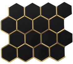 black and gold hexagonal tiles with white background