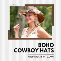 Boho Cowboy Hats | Bohemian mainstream fashion (Boho-Chic) draws from hippy styles with a strong influence from the late 60’s. Gypsy girls, folk style, and salty sun drenched hair. Perfect festival hats for the free thinking girl who doesn’t care for fashion but still wants to look good. Explore boho hat outfit, boho hats for women, boho hat outfit summer, black boho hat, boho hat fall, boho hat wedding, boho hat winter, boho hat hairstyles, mens boho hat, crochet boho hat, & more. Boho Hats For Women, Boho Hats, Hairstyles Mens, Festival Hats, Outfit Boho