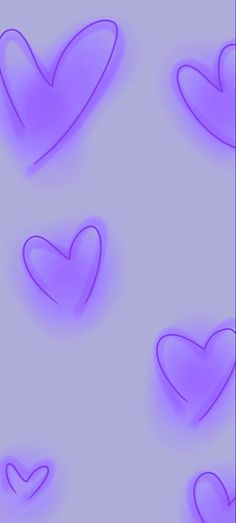 purple hearts are arranged in the shape of heart shapes on a light blue and pink background