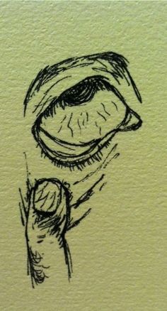 an ink drawing of a person's eye