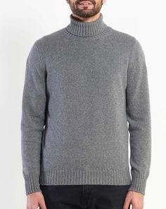 Regular fit, select your usual size, The model is 186cm tall and is wearing a size M, High gauge, ribbed turtleneck Fitted Gray Turtleneck Sweater, Fitted Gray Turtleneck For Winter, Fitted Wool Turtleneck Polo Sweater, Winter Turtleneck With Ribbed Funnel Neck, Winter Funnel Neck Turtleneck With Ribbed Neckline, Fitted Wool Classic Turtleneck, Classic Fitted Wool Turtleneck, Casual Wool Turtleneck With Ribbed Collar, Casual Ribbed Cashmere Turtleneck