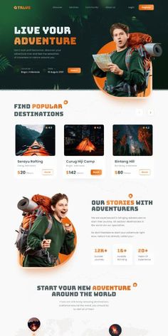 Website design Wordpress Landing Page Design, Travel Website Landing Page, Cool Landing Page Design, Landing Page Website Design, Adventure Website Design, Website Landing Page Design Inspiration, Landing Page Design Inspiration Layout, Landing Pages Design, Web Page Design Ideas