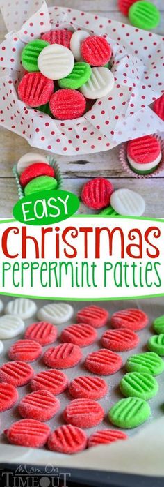 easy christmas peppermint patties recipe with text overlay