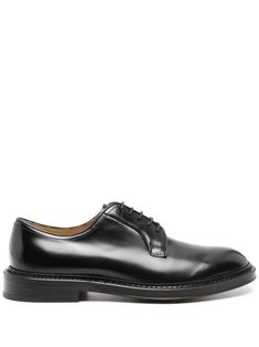 black calf leather front lace-up fastening round toe branded leather insole leather outsole stacked heel Classic Lace-up Shoes With Textured Sole And Almond Toe, Classic Lace-up Shoes With Calf Leather And Round Toe, Black Calf Leather Derby With Plain Toe, Black Calf Leather Derby Shoes With Plain Toe, Classic Black Calf Leather Lace-up Shoes, Classic Black Lace-up Shoes In Calf Leather, Black Plain Toe Derby In Calf Leather, Black Plain Toe Calf Leather Derby Shoes, Derby Oxfords With Branded Insole And Calf Leather