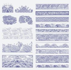 an image of different types of waves in blue and white