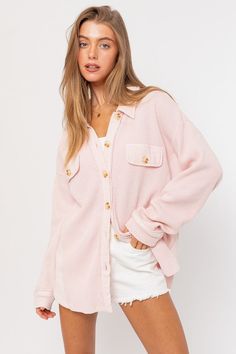 Brooke Pink Waffle Knit Shacket Pink Shacket, Basic White Tee, Boho Pink, Pink Boho, Knit Jacket, Leather Leggings, Waffle Knit, Fall Season, Fitness Inspo