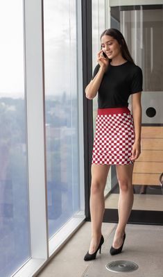 Checkered lightweight, mini pencil skirt is comfortable and soft, with a cut close to the body. It's perfect for standing out on any occasion. Lightweight fabric will keep you cool in the summer. ✓ Fabric: 95% Polyester 5% Spandex  ✓ Mid waist fit Trendy Stretch Denim Mini Skirt, Casual Fitted Short Pencil Skirt, Trendy Short Pencil Skirt For Spring, Summer Stretch Skort Knee-length, Trendy Short-length Pencil Skirt For Spring, Trendy Short Length Pencil Skirt For Spring, Stretch Knee-length Skort For Summer, Stretch Pencil Skort With Lined Skirt, Trendy Fitted Pencil Skirt Skort