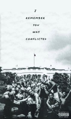 a group of people standing in front of a white house with the words i remembers you was conflicted