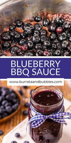 blueberry bbq sauce in a pot with fresh berries