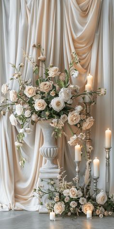 Wild Rose Wedding Flower Ideas Rose Altar, Wildflower Wedding Flowers, Wedding Flower Ideas, Orchid Bouquet, Wedding Backdrops, Flower Colors, Flower Collage, Wedding Altars, Orchid Wedding