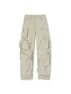 THE ATTICO ''Fern'' ivory long pants White Full Length Cargo Pants With Multiple Pockets, Cream Straight Leg Cargo Pants With Patch Pockets, Cream Straight Leg Utility Cargo Pants, Beige Utility Pants With Flap Pockets, Beige Full-length Pants With Multiple Pockets, Beige Trousers With Flap Pockets, Beige Straight Leg Parachute Pants With Cargo Pockets, Cream Wide Leg Cargo Pants, Beige Utility Pants With Patch Pockets