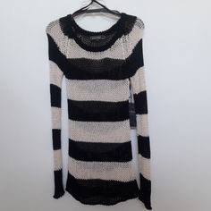 Love Stitch Nwt Black & Cream Long Sleeve Skinny Knit Sweater. 100% Cotton Striped Open Knit Long Sleeve Sweater, Striped Long Sleeve Open Knit Sweater, Love Stitch, Long Sleeve Knit Sweaters, Long Sleeve Knit, Black Cream, Knit Sweater, Knitted Sweaters, Sweaters For Women