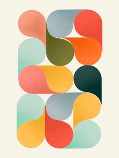 an art print with different colors and shapes in the shape of rectangles on a white background