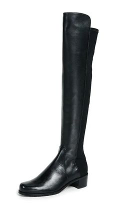 Stuart Weitzman Reserve Tall Boots | Shopbop Formal Boots With Leather Trim And Round Toe, Fitted Leather Boots With Flat Heel, Formal Boots With Leather Backing And Round Toe, Tall Boots, Stuart Weitzman, Boots