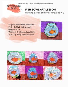 an instruction manual for drawing fish bowls with colored pencils