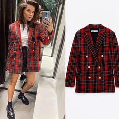 Size Small. Nwot. Blogger Favorite. Double Breasted. Black/Red Plaid. Gold Decorative Buttons. Lapel Collar. Welt Pocket At Chest And Welt Pockets With Flaps At Front. Approx Measurements: Pit To Pit: 17.5”. Length: 28.5”. Smoke Free Home. Reasonable Offers Welcome! Zara Red Outerwear For Fall, Zara Red Blazer For Fall, Red Single Breasted Blazer For Fall, Zara Plaid Blazer For Office, Tailored Red Outerwear For Fall, Red Double-breasted Fall Blazer, Red Double-breasted Blazer For Fall, Chic Red Winter Blazer, Red Long Sleeve Blazer