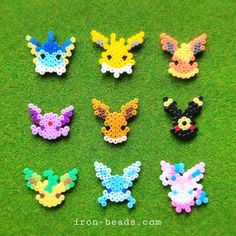 six different types of perler beads on the grass