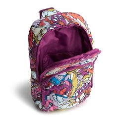 Introducing our Lorman Sling Backpack, the ultimate combination of style, comfort and functionality for your on-the-go lifestyle. Designed to keep your essentials close at hand while keeping you comfortable during your adventures, this sleek and versatile backpack is perfect for urban commutes, outdoor excursions, travel and everyday use. Vera Bradley Lorman Sling Backpack in Flutter Pink/Purple Purple Backpack With Zipper For On-the-go, Purple Backpack With Zipper Closure For On-the-go, Casual Purple Nylon Backpack, Purple Travel Backpack With Zipper Pocket, Casual Purple Backpack With Zipper Closure, Casual Purple Backpack, Casual Purple Backpack For On-the-go, Functional Purple Backpack With Zipper Closure, Scout Bags