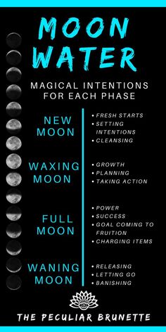 Healing powers of Moon water are endless for each phase of the moon. 🌙 🌚 🌝 #healing #moonwater #witchymama #luna #phasesofthemoon #moonenergy #thepeculiarbrunette Make Moon Water, Magia Das Ervas, Moon Water, Wiccan Magic, Grimoire Book, Full Moon Ritual, Wiccan Spell Book