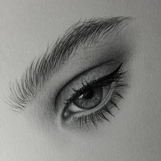 a drawing of an eye with long lashes