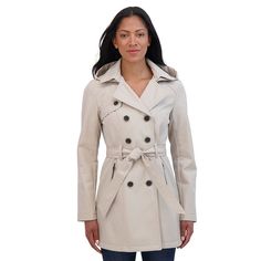 Stay warm and stylish with this women's Sebby Collection double breasted softshell trench coat. Click on this WOMEN'S GUIDE to find the perfect fit and more! Stay warm and stylish with this women's Sebby Collection double breasted softshell trench coat. Click on this WOMEN'S GUIDE to find the perfect fit and more! FEATURES Water-resistant and wind proof Softshell construction 2 front zipper pockets Removable hood Button closure Long sleeves Coordinating belt Partially linedFIT & SIZING 33-in. length from shoulder to hem Designed to hit above the knees LightweightFABRIC & CARE Body, lining & fill: polyester Machine wash delicate and tumble dry low Imported Size: Small. Color: Stone. Gender: female. Age Group: adult. Color Stone, Soft Shell, Detachable Hood, Outerwear Coats, Belts For Women, Stay Warm, Front Zipper, Double Breasted, Trench Coat