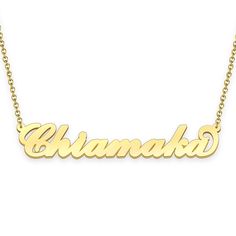 Chiamaka name necklace Gold Custom Necklace, Personalized Gifts For Her 
								Add something extra special to your jewelry box with Name Necklace Official engravable necklaces.
								The Chiamaka's 14k gold name necklace is best gifts for Chiamaka. Name Necklace Official provides affordable engravable jewelry that won't 
								break the bank. In addition, these pieces make for very thoughtful and appreciated gifts for friends and family. 
								And whether valentine's day gifts, mother's day gifts, christmas gifts, wedding gifts, graduation gifts, birthday gifts,
								 NAME NECKLACE are all the best gift choice store. Engravable Jewelry, Name Necklace Gold, Gold Name Necklace, Personalized Gifts For Her, Engraved Jewelry, Gifts Birthday, Engraved Necklace, Necklace Personalized, Gifts Wedding