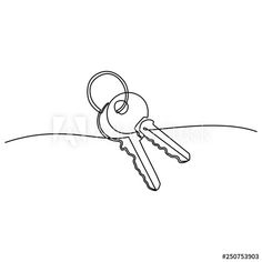 a single line drawing of a house key