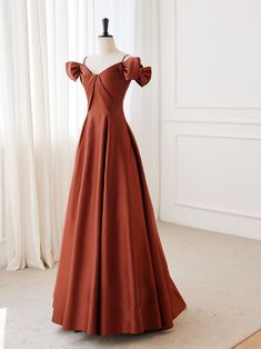 Dark Orange Prom Dress, Burnt Orange Gown, Prom Dresses Orange, Burnt Orange Prom Dress, Dark Orange Dress, Two Piece Bridesmaid Dresses, Skirt Bridesmaid Dresses, Flowy Prom Dresses, Polka Dot Wedding Dress