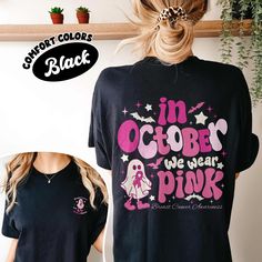 Celebrate Breast Cancer Awareness Month this October with our "In October We Wear Pink Ghost Comfort Colors Shirt." This fun and stylish Halloween pink ghost shirt not only showcases a playful design but also serves as a powerful statement of support for cancer fighters everywhere. Featuring the iconic pink ribbon, it's perfect for those who want to honor loved ones and spread awareness about breast cancer. Made from high-quality Comfort Colors fabric, this shirt ensures both comfort and durabil Halloween Pink, Pink Ghost, In October We Wear Pink, Pink Out, Halloween Tshirt, Ghost Shirt, Pink Halloween, Comfort Colors Shirt, Wear Pink