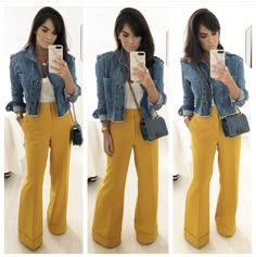 Mustard Pants Outfit, Yellow Jeans Outfit, Yellow Pants Outfit, Mustard Yellow Pants, Pants Outfit Work, Mustard Pants, Capsule Wardrobe Casual, Look Office, Spring Work