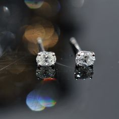 A Ladies Pair Of 18K White Gold Oval Cut Diamond Stud Earrings Set With 2 Oval Diamonds Having A Total Weight Of .38 Carats. The Earrings Have Comfortable Silicone Backs. Diamond Fashion Jewelry, Rose Gold Morganite, Diamond Anniversary Rings, Diamond Anniversary, Diamond Stud Earrings, Oval Cut Diamond, Diamond Stud, Stud Earrings Set, Diamond Fashion