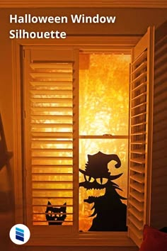 an open window with the words halloween window silhouette