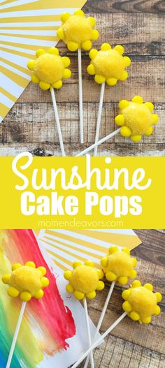 sunshine cake pops with yellow frosting and marshmallows on top are the perfect summer treat