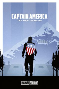 captain america the first avengers movie poster, with an american flag on his chest and back