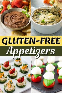 different appetizers are shown with the words gluten - free appetizers