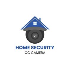 the logo for home security cc camera, which is designed to look like a house