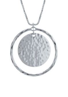 Belk Silverworks Women Silver-Tone Hammered Circle Pendant Necklace - Silver - One Size Simple Silver Necklace, Hammered Pendant, Silver Necklace Simple, Circle Pendant Necklace, Necklace Craft, Circle Pendant, Silver Pendant Necklace, Necklace Silver, Shine Bright